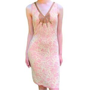 Free People Starstuck Pink  Jacquard Damask Midi Dress